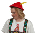 German Hat Red with Yellow Feather - ScandinavianGiftOutlet