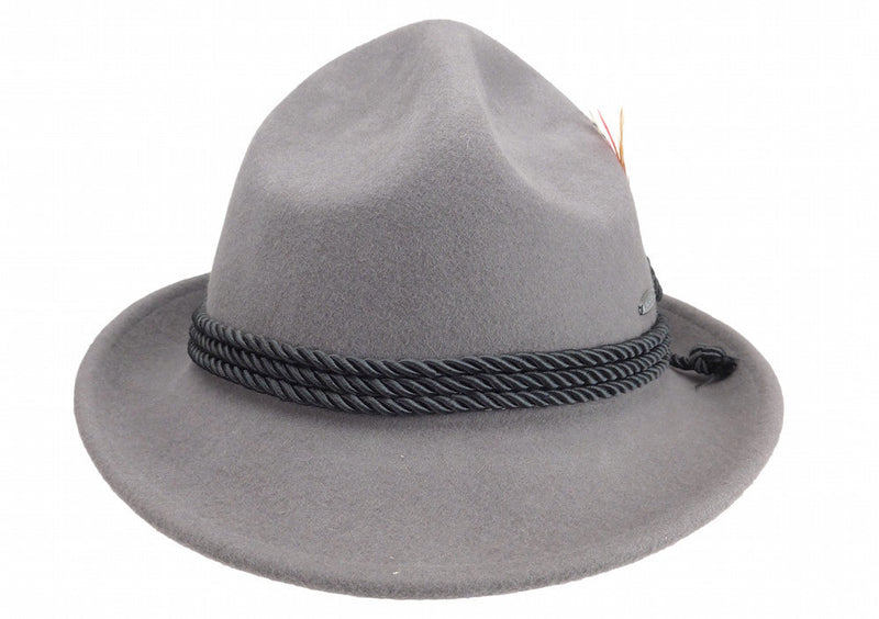 German Bavarian Style Gray 100% Wool Hat - ScandinavianGiftOutlet