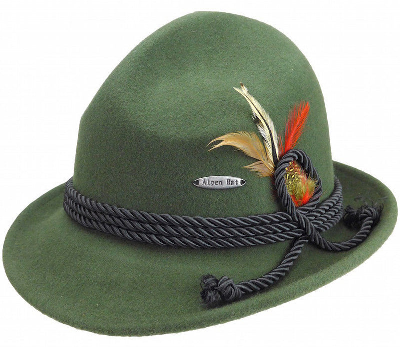 German Bavarian Style Green 100% Wool Hat - ScandinavianGiftOutlet