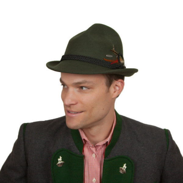 German Bavarian Style Green 100% Wool Hat - ScandinavianGiftOutlet