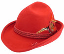 German Bavarian Style Red 100% Wool Hat - ScandinavianGiftOutlet
