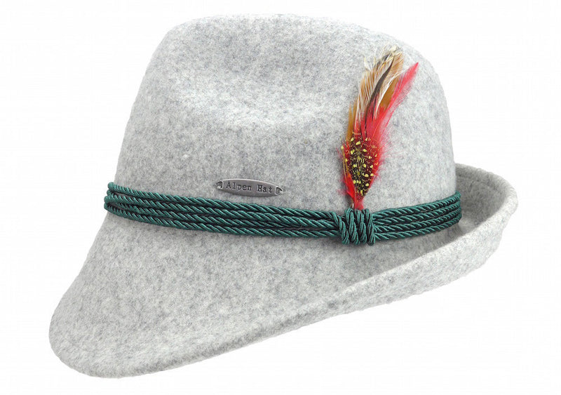 German Alpine Style Grey 100% Wool Hat - ScandinavianGiftOutlet
