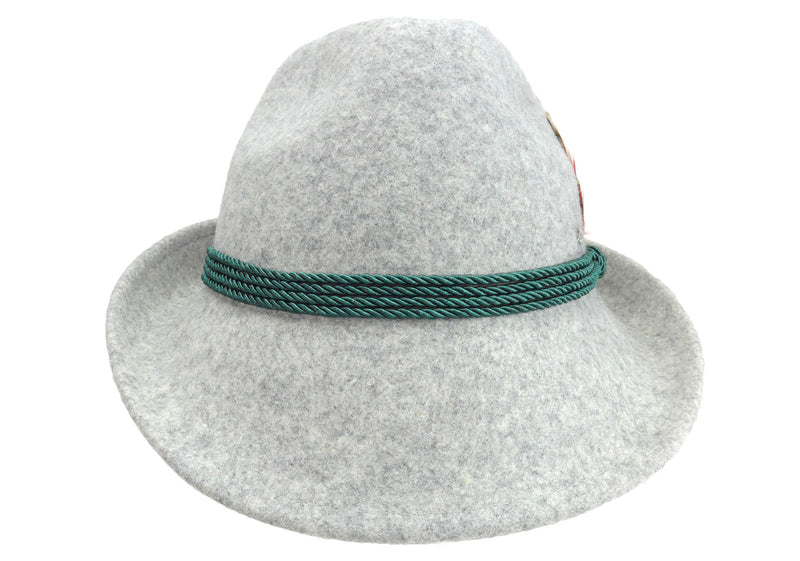 German Alpine Style Gray 100% Wool Oktoberfest Hat - ScandinavianGiftOutlet