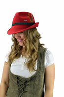 German Alpine Style Red 100% Wool Hat - ScandinavianGiftOutlet