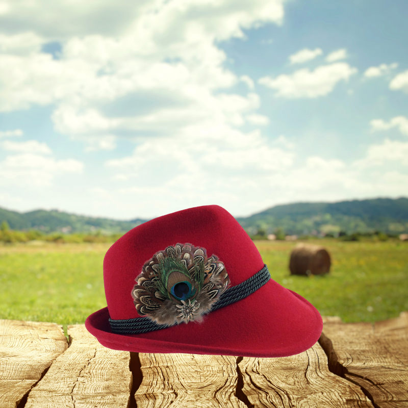 Deluxe Fedora Feather Pin Peacock & Brown Hat Feathers