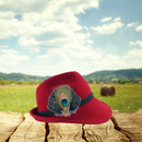 Metal Hat Pin Deluxe Peacock & Blue Hat Feathers