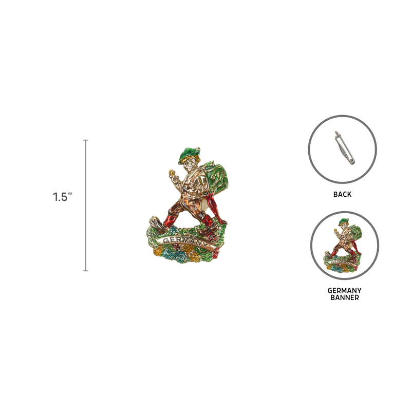 German Alpine Hiker & Rucksack Fedora Brass Hat Pin