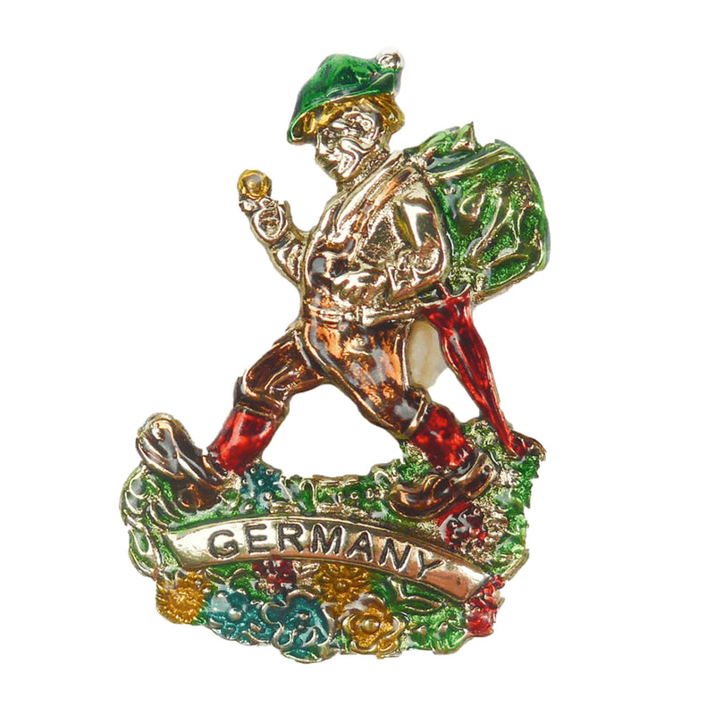 German Alpine Hiker & Rucksack Fedora Brass Hat Pin
