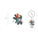 German Alps Alpine Skier Metal Hat Pin with Edelweiss