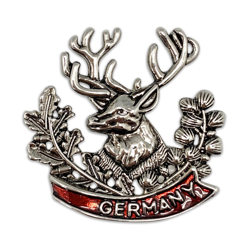 Metal Hat Pin Medallion Stag Germany Banner - ScandinavianGiftOutlet