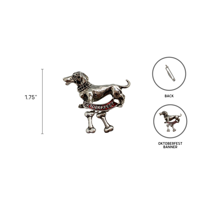 Metal Hat Pin Dachshund Dog Oktoberfest Banner