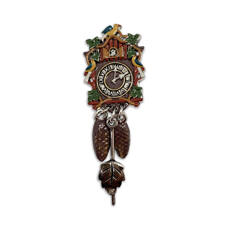 Metal Hat Pin Colored German Cuckoo Clock - ScandinavianGiftOutlet
