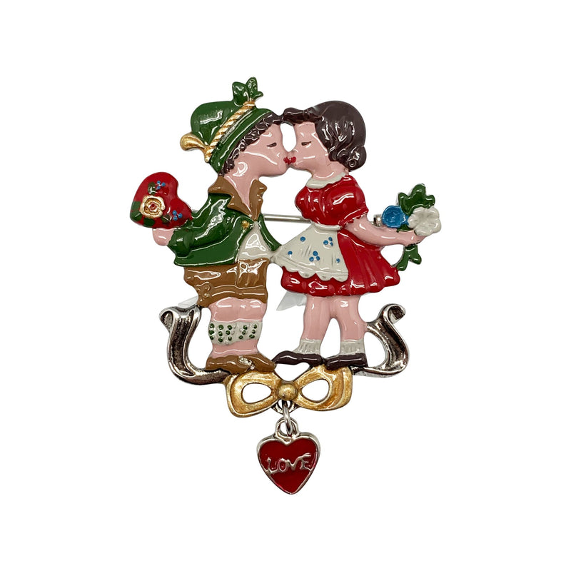 Metal Hat Pin Colored Metal Kissing Couple