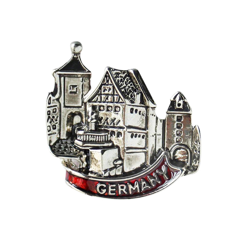 Metal Hat Pin European Village Scene Germany Banner