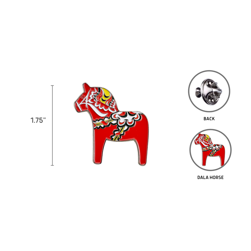 Collectible Swedish Dala Horse Metal Hat Pins