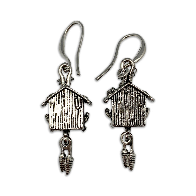 European Cuckoo Clock Silver Plated Earrings Gift Idea - ScandinavianGiftOutlet