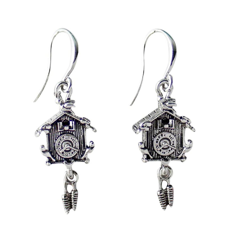 European Cuckoo Clock Silver Plated Earrings Gift Idea - ScandinavianGiftOutlet
