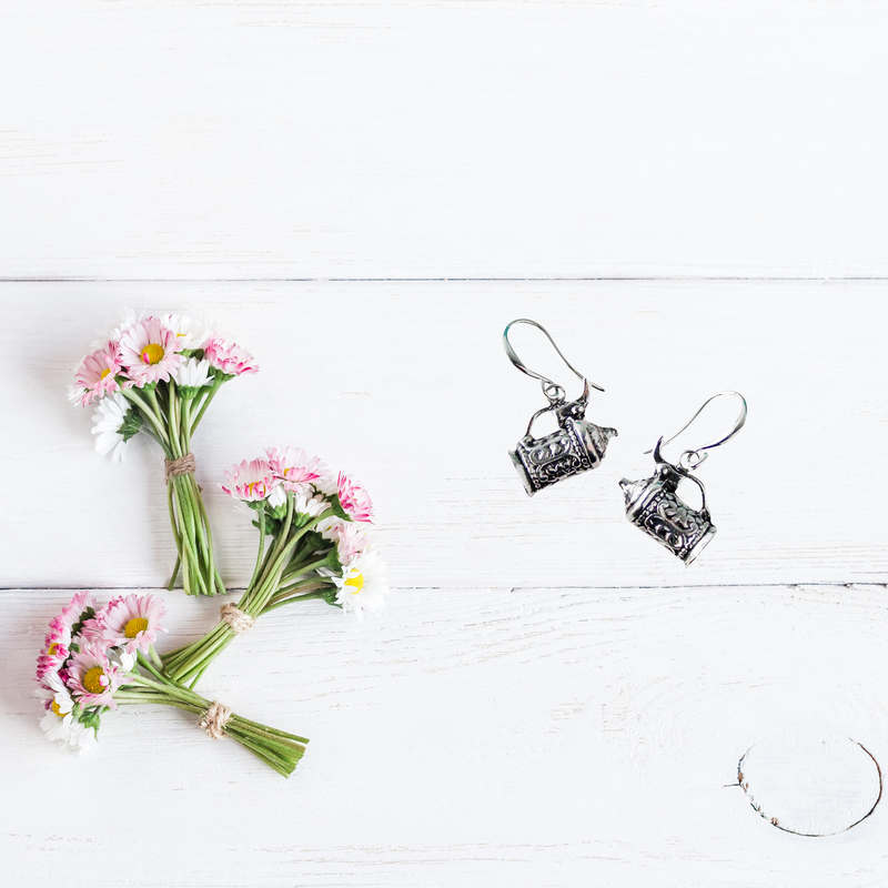 European Beer Stein Silver Plated Earrings Gift Idea