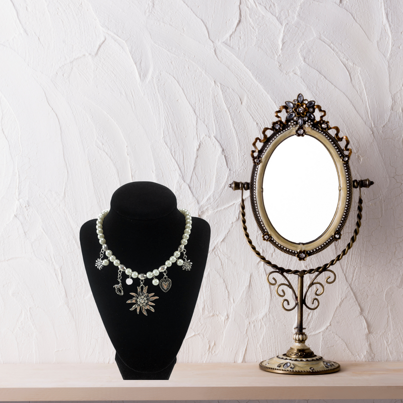 Edelweiss and Pearls Necklace German Jewelry