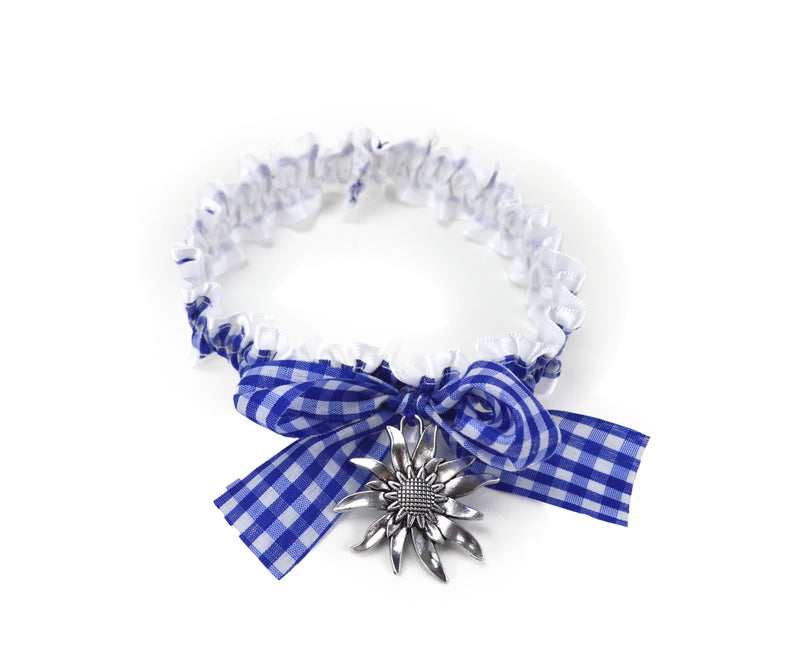 Blue/White Edelweiss Leg Garter German Costume Accessory - ScandinavianGiftOutlet