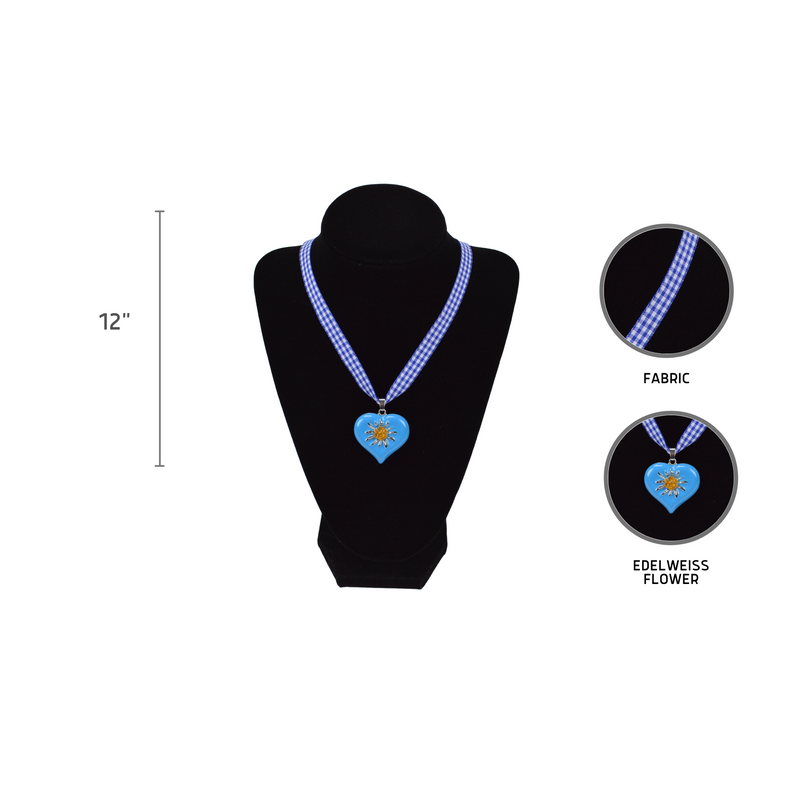 Edelweiss Blue Heart Necklace German Jewelry