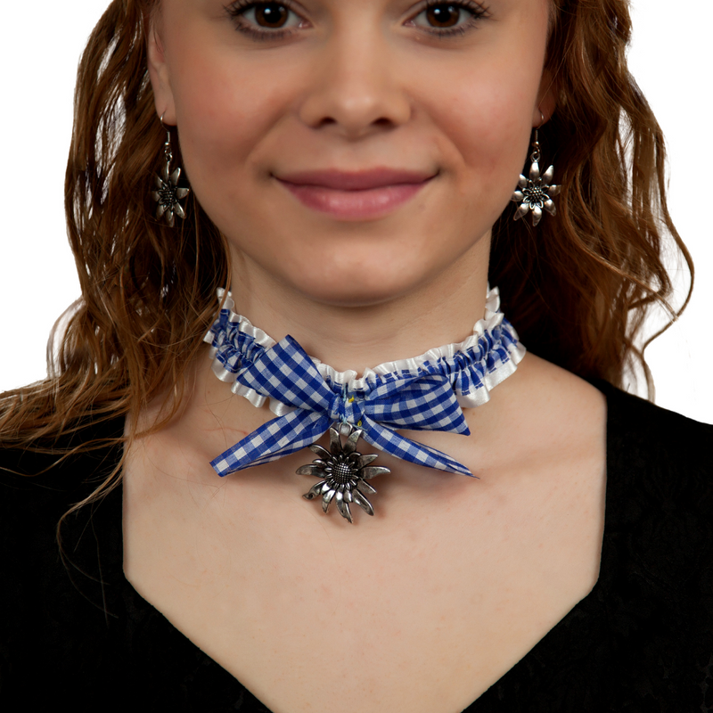 Bavarian Pattern Collar with Edelweiss German Pendant