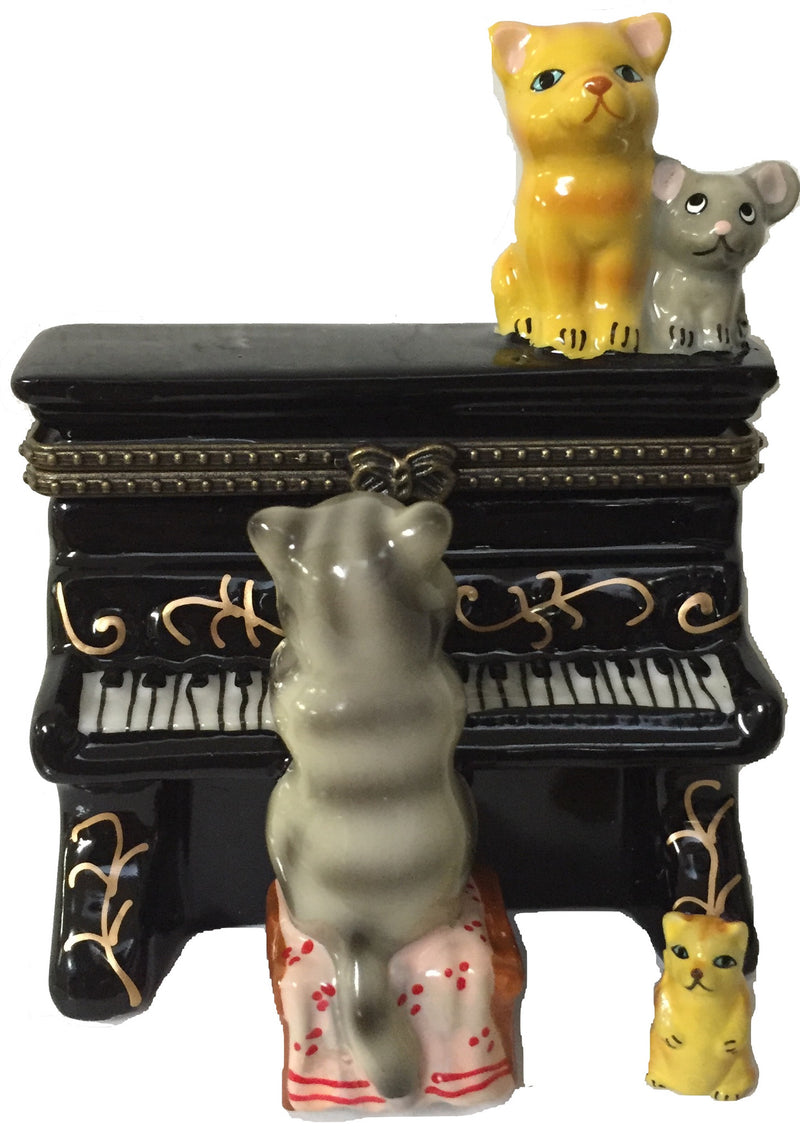 Jewelry Boxes Cat Playing Piano With Cat and Mouse - ScandinavianGiftOutlet