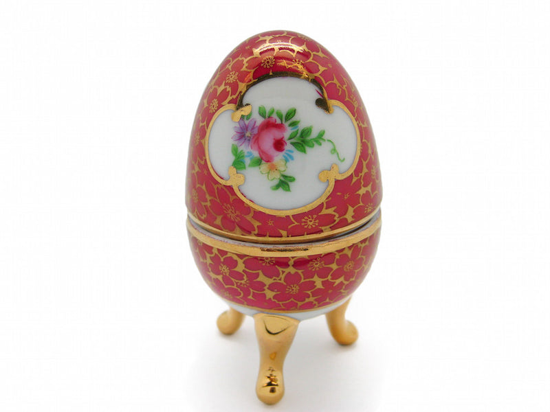 Vintage Victorian Antique Egg Jewelry Box Antique Red - ScandinavianGiftOutlet