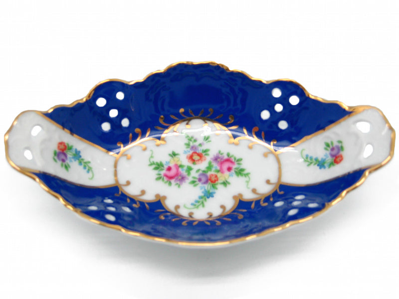 Vintage Victorian Antique Dish Jewelry Box Royal Blue - ScandinavianGiftOutlet