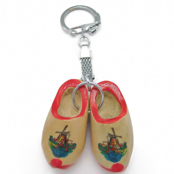 Dutch Gift Idea Wooden Shoes Keychain Natural - ScandinavianGiftOutlet