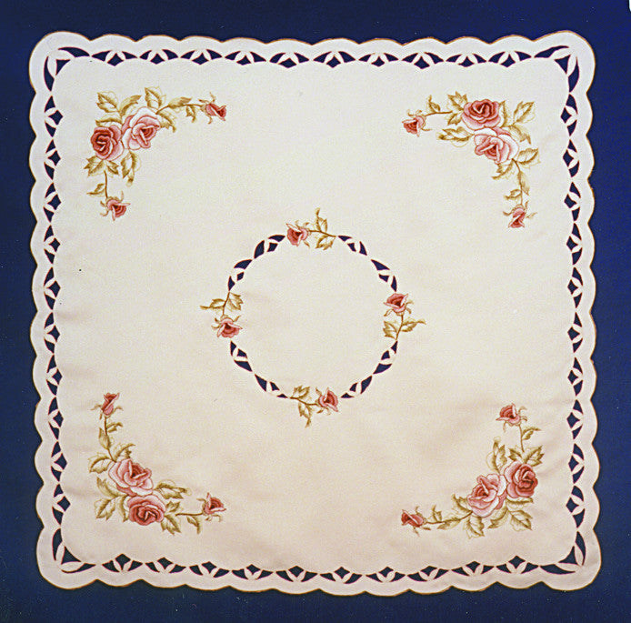 Elegant Table Linen Burgundy Rose Square Table Linen - ScandinavianGiftOutlet