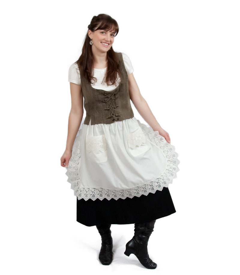 Victorian Lace Adult Half Apron Ecru - ScandinavianGiftOutlet