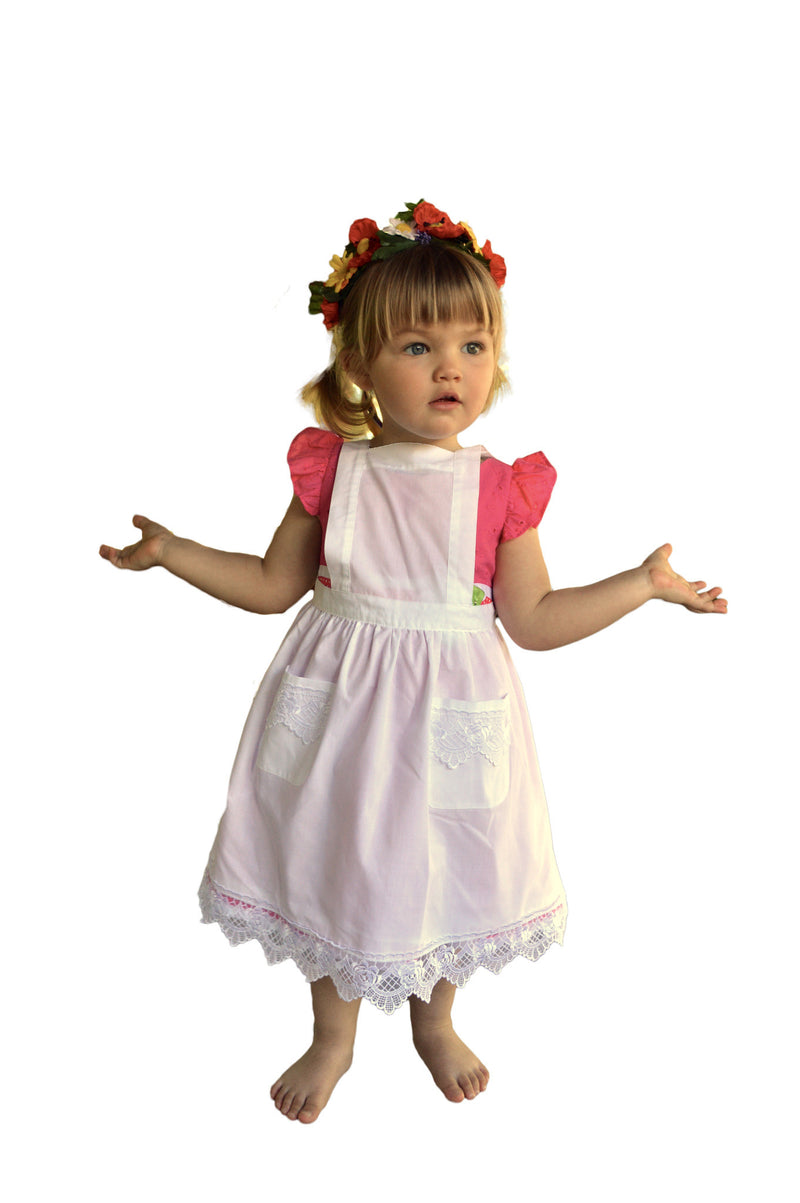 Girls Lace Ecru Full Apron (Ages 2-8) - ScandinavianGiftOutlet