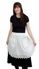 Victorian Lace Adult Half Apron White - ScandinavianGiftOutlet