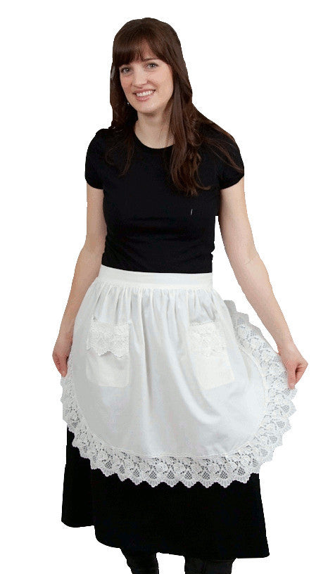 Victorian Lace Adult Half Apron White - ScandinavianGiftOutlet