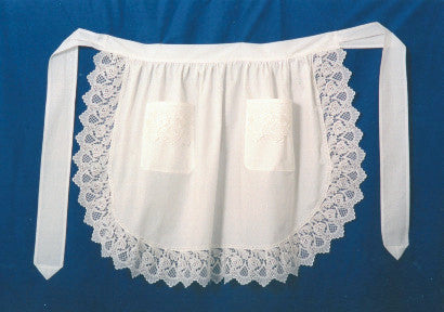 Victorian Lace Adult Half Apron White - ScandinavianGiftOutlet