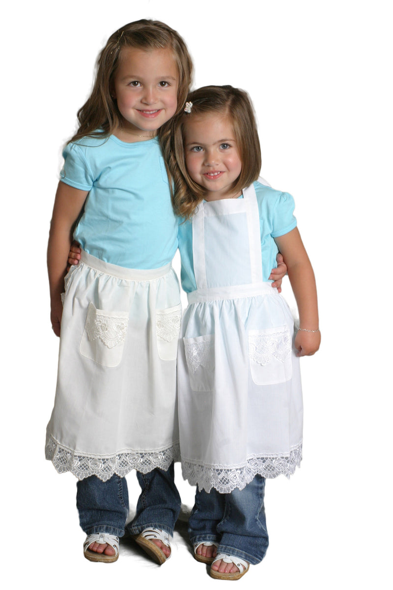 Girls Lace White Half Apron (Ages 4-16) - ScandinavianGiftOutlet