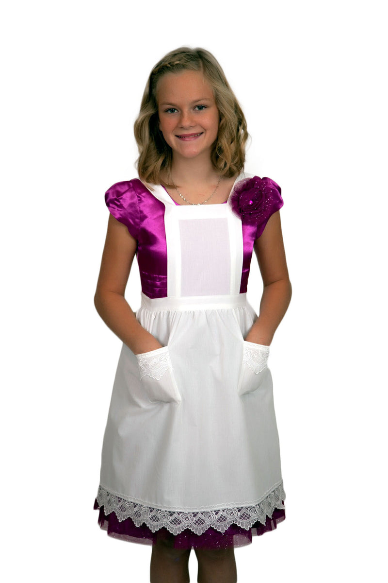 Girls Lace White Full Apron (Ages 8-16) - ScandinavianGiftOutlet