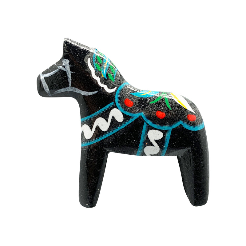 Dala Horse Black Magnet Gift