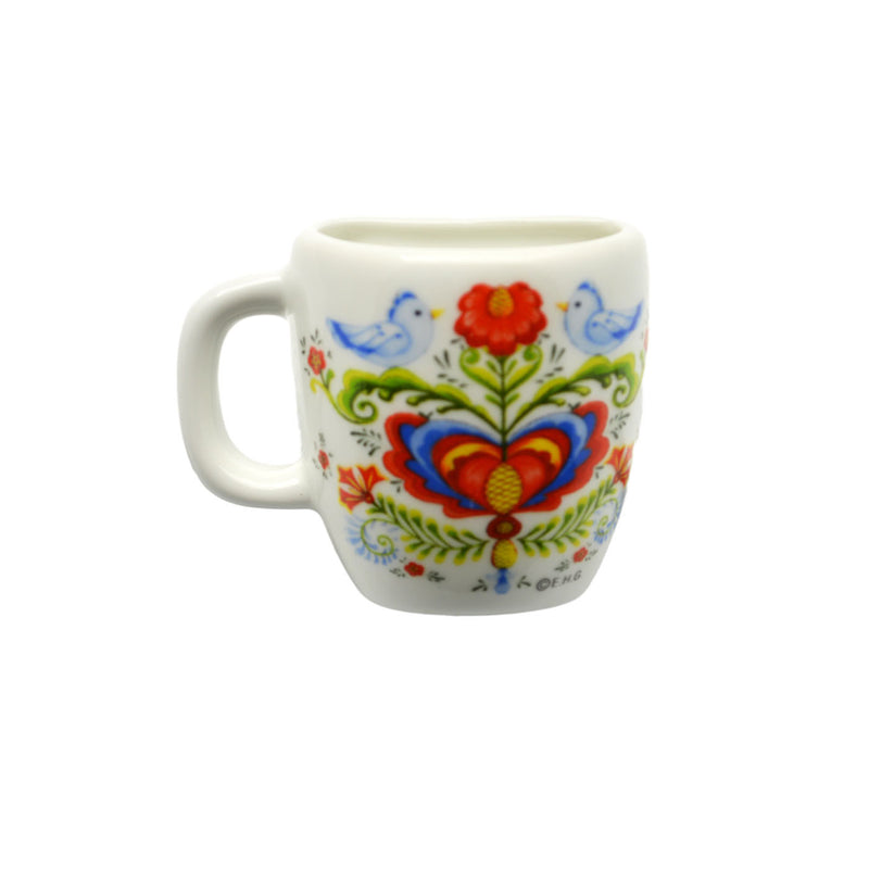 Rosemaling and Lovebirds Decorative Cup Magnet - ScandinavianGiftOutlet
