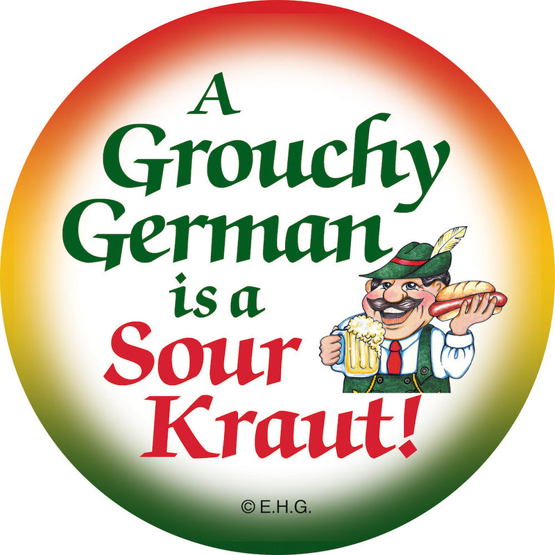 Metal Button: Grouchy German - ScandinavianGiftOutlet