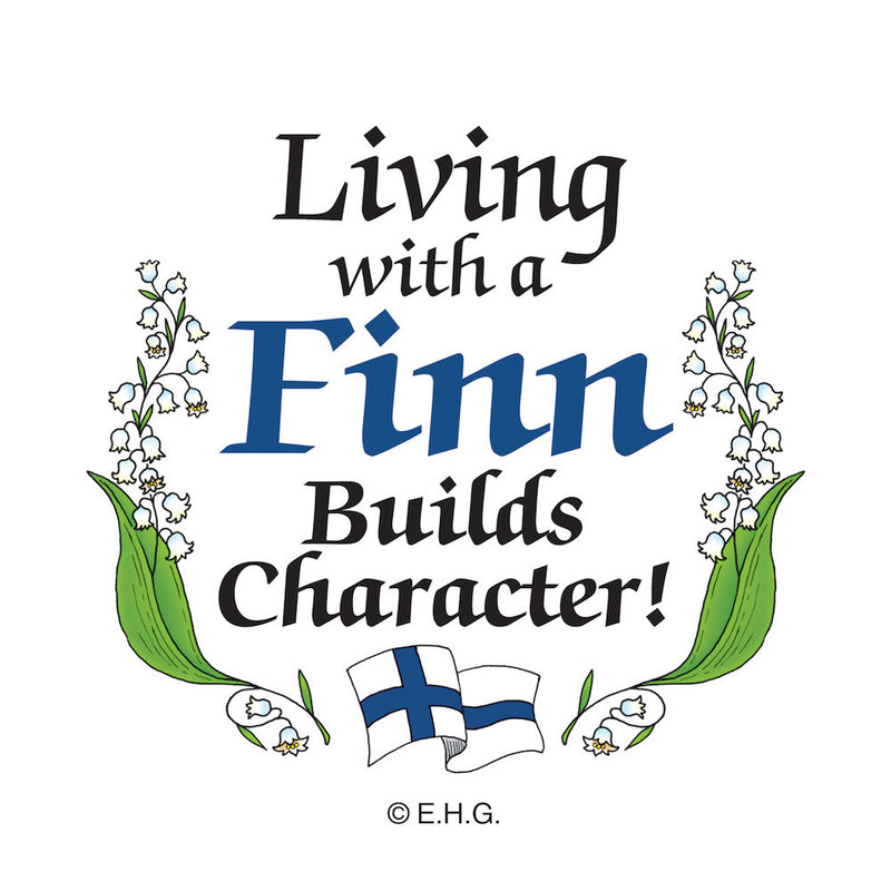 Metal Button: Living with a Finn - ScandinavianGiftOutlet