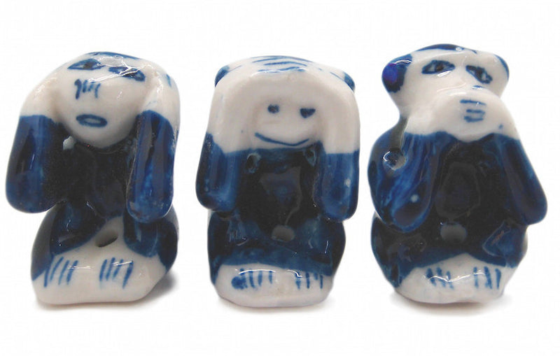 Ceramic Miniatures Animals Delft Blue Monkey - ScandinavianGiftOutlet