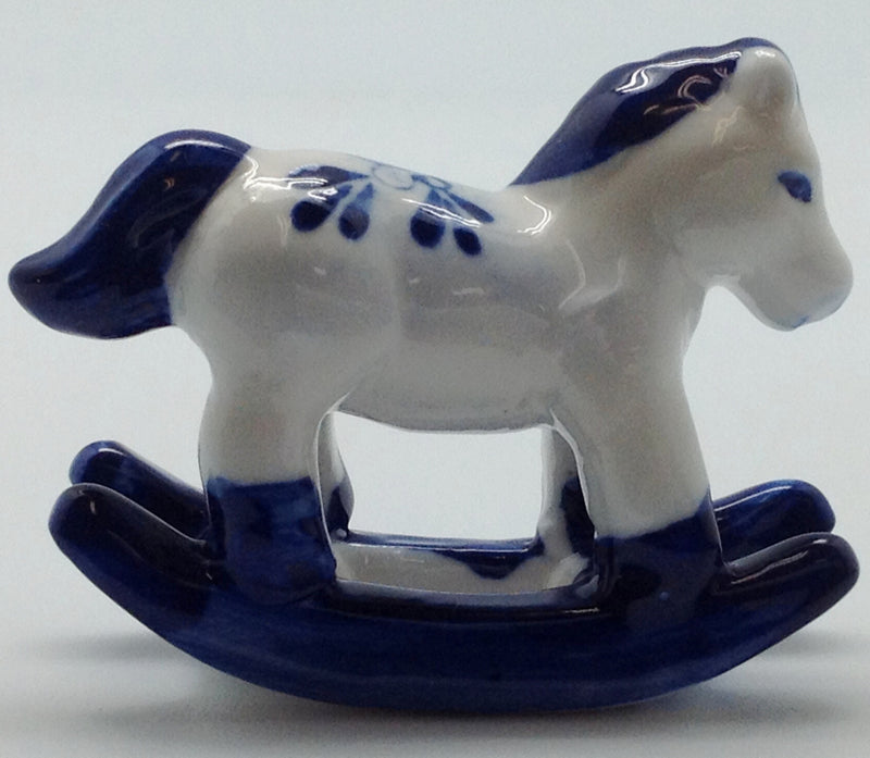 Porcelain Miniatures Animal Delft Rocking Horse - ScandinavianGiftOutlet