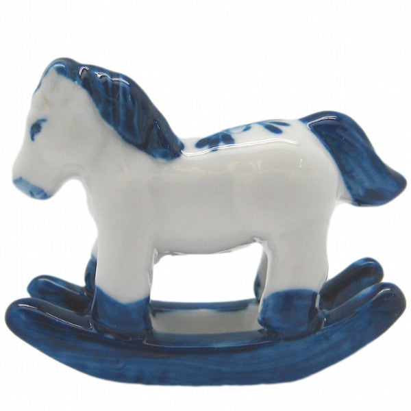 Porcelain Miniatures Animal Delft Rocking Horse - ScandinavianGiftOutlet