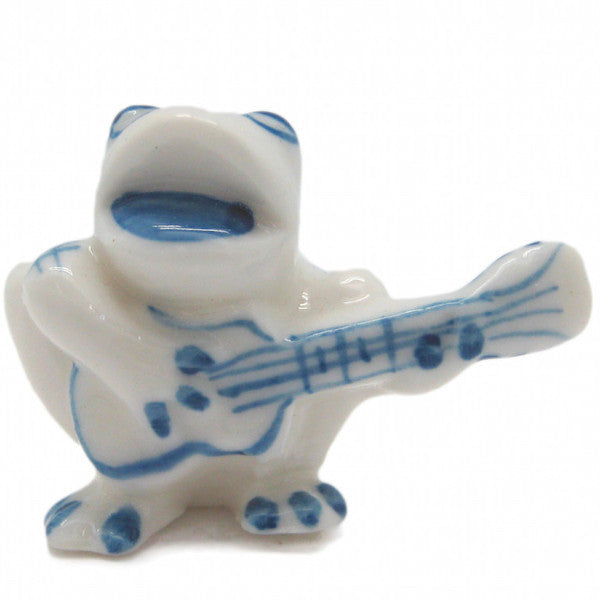 Porcelain Miniatures Animal Delft Frog Guitar - ScandinavianGiftOutlet