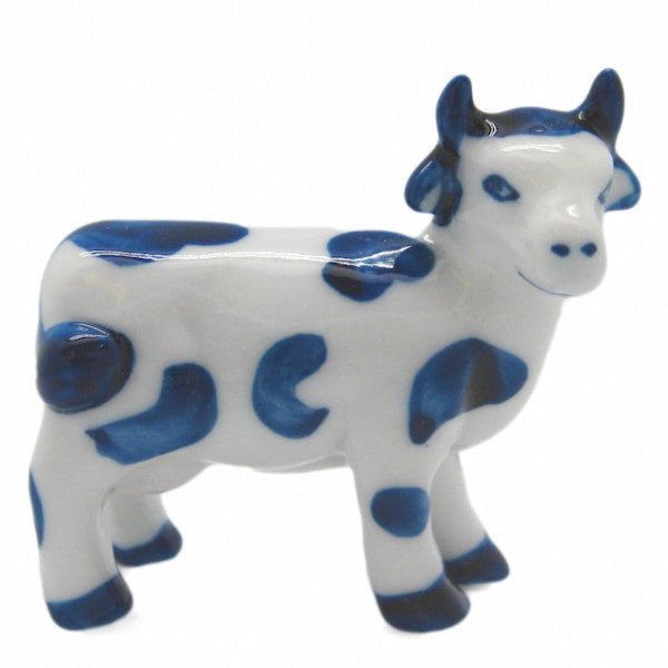 Porcelain Miniatures Animal Delft Happy Cow - ScandinavianGiftOutlet