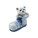 Porcelain Miniatures Animal Delft Cat In Boot - ScandinavianGiftOutlet
