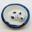 Porcelain Miniatures Animal Delft Cat In Basket - ScandinavianGiftOutlet