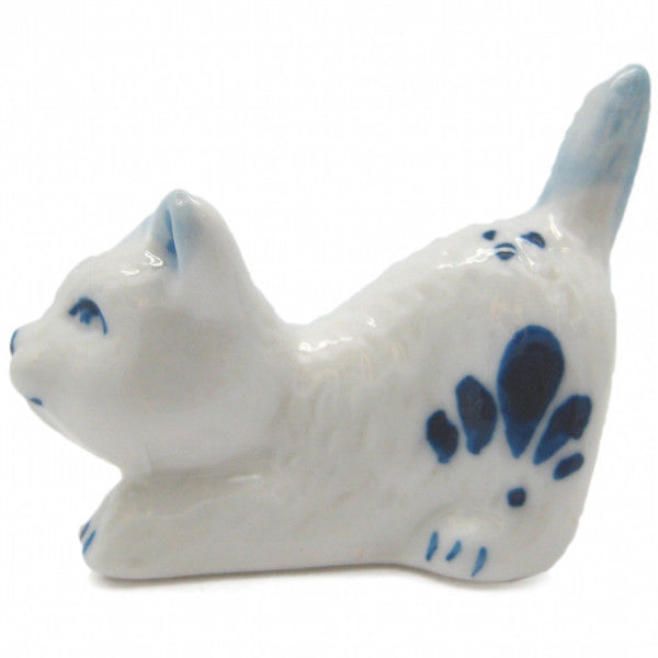 Porcelain Miniatures Animal Delft Happy Cat - ScandinavianGiftOutlet